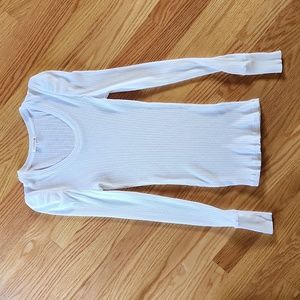 SUNDRY White Ribbed Puff Sleeve top, Size 0 or XS, New, Unworn